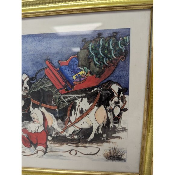 Jane McClure Jane's Prints Santa Claus Sleigh Wreck Country Framed Print - Picture 2 of 4